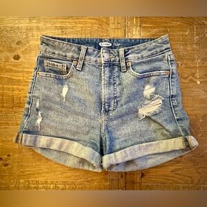 Old Navy Women's Distressed High-Waisted Denim Shorts - Blue, Size 2